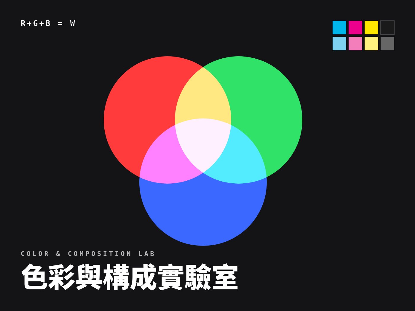 色彩與構成實驗室主視覺：RGB 光的混色